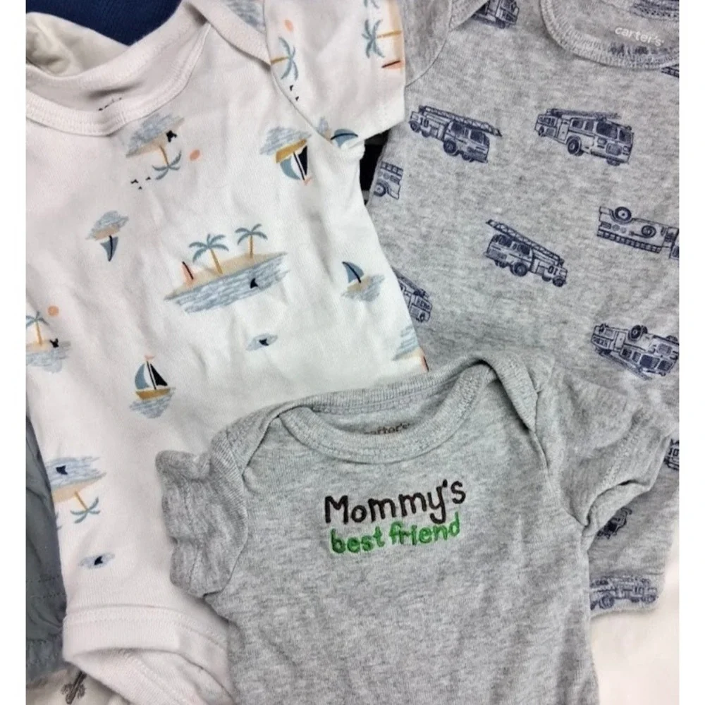 Carter's Baby Boy Newborn 10pc Outfit Lot Cactus Shorts Bodysuit Mommy Man